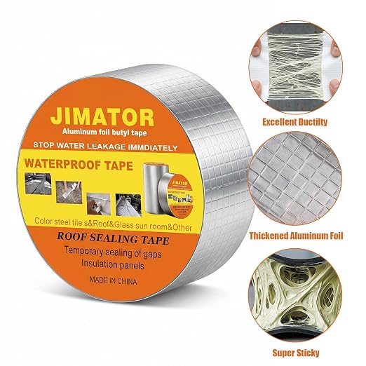 Butyl Waterproof Tape with Foil Backing, 2 Inch x16 Feet, Silver | Incredibly Sticky, Puncture-proof, Weather-resistant, for Metal, Plastic, Roofing Materials