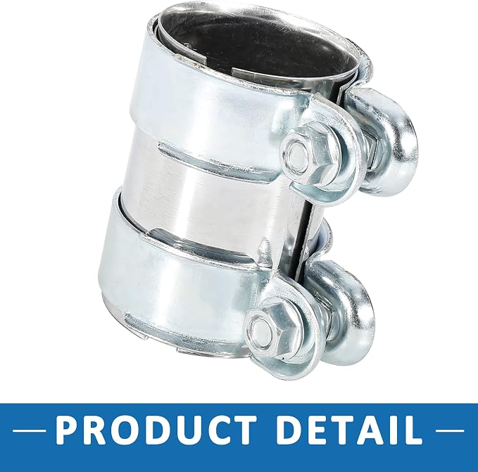 Exhaust Pipe Sleeve Connector Clamp Coupler 12793501 62 x 94 mm Exhaust Band Clamp Sleeve for Volkswagen Jetta 2005-2014 Stainless Steel Silver Tone