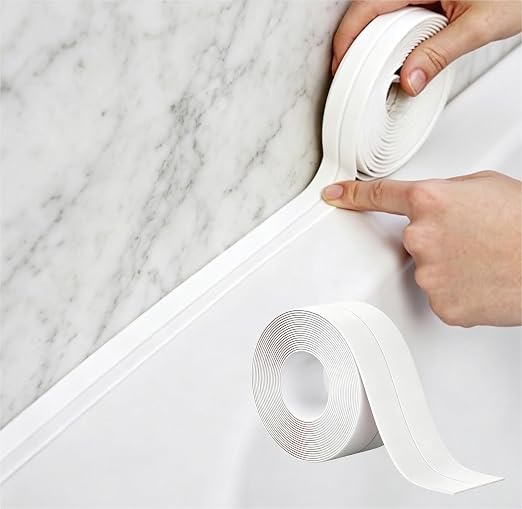White Butyl Caulk Tape, Self Adhesive Peel and Stick Caulk Strip, Waterproof Caulking Sealant Tape for Bathroom, Kitchen, Bathtub, RV Window Glazing, Roof Leak Repair, Sealer Edge Protector Trim