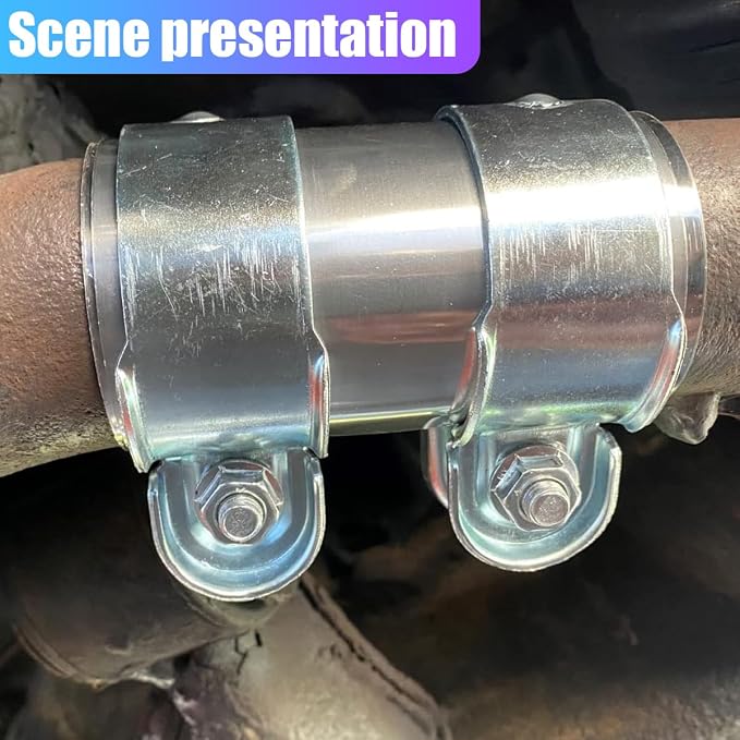 YoRise 2.5 Inch Car Exhaust Clamp, Stainless Steel Muffler Clamps, Universal Butt Joint Bolts Band Flanges Clamp, Automotive Tube Connector Sleeve Coupler(2.5IN)