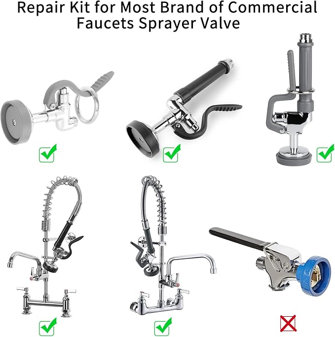 3 Pack Commercial Spray Valve Repair Kit for Most Commercial Sink Pre-Rinse Sprayer Spray Face Bumper and Screw Repair Part 1.42 GPM, Grey