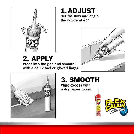Flex Caulk, Waterproof & Weatherproof Hybrid Polymer Sealant, Strong, Paintable, Indoor, Outdoor, Bath, Shower, Sink, Window, Baseboards, Door, RV, Roof, Wood, Auto & Marine, Clear, 6.6 oz, 1-Pack