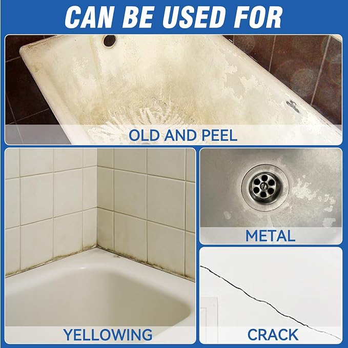 Porcelain Repair Kit, Fiberglass Repair Kit, Professional Tile Repair Kit for Cracks, Chips, Scratches, Rust, Holes on Tubs, Toilet, Sink and Shower Tray, Color Match