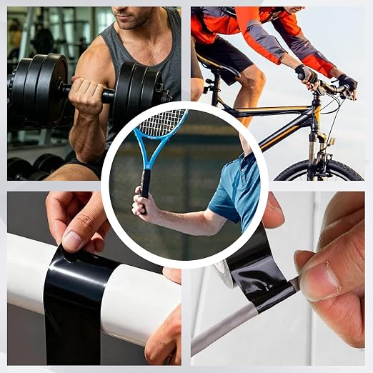 Black 12ft Self-Fusing Silicone Grip Tape | Non Slip Rubber Wrap Tape for Kayak Paddles, Pull Up Bar, Bike Handles, Gym Equipment, Fishing Rod, Tool Grips