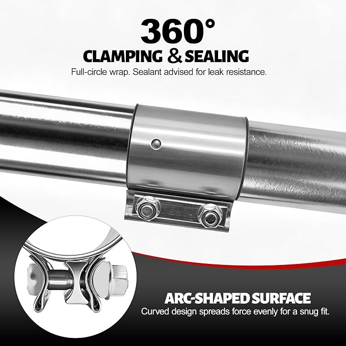 2.5 Inch Exhaust Clamp, 2 1/2" Muffler Clamp Sleeve Coupler for 2.5 Inch OD Exhaust Pipe, Muffler, Elbow, Exhaust Tubing Connection (1PCS)