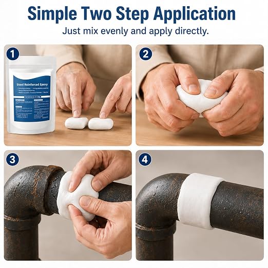 Steel Reinforced Epoxy Putty,Strong Clay Iron Adhesive,Waterproof 2-Part Repair Clay,High Strength Epoxy Clay,Multi-Purpose Filler Putty for Cracks Holes Pipes, Drillable Sandable Paintable (1pcs)