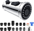 Hibbent Pull Down Kitchen Faucet Head Replacement, NSF/ANSI/CAN 61 & CUPC Certified 3-Function Sink Spray Nozzle with 15 Adapters, Compatible with Moen, Delta, Kohler Faucets-Chrome