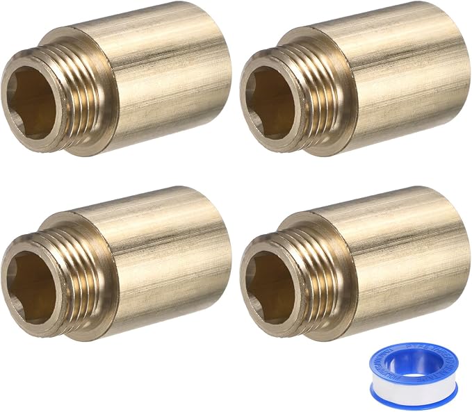 M METERXITY Shower Head Extension Arm, Brass G1/2 Male to Female Extension Pipe Fitting Adapter with PTFE Thread Seal Tape for Shower/Faucet, Pipe Plumbing Coupler 1.57"/40mm 3-Pack