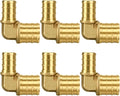 6 Pack 3/4" × 1/2" Brass PEX Elbow Fittings | for PEX Pipe in Plumbing Jobs