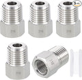 5 Pack SUS316 1/4" Male NPT to 1/8" FeMale NPT Hex Bushing Reducer | 316 Stainless Steel Pipe Fittings, Hose Tube Threaded Adapters with Sealing Tape for Air, Oil, LP, Gas, Fuel, Water