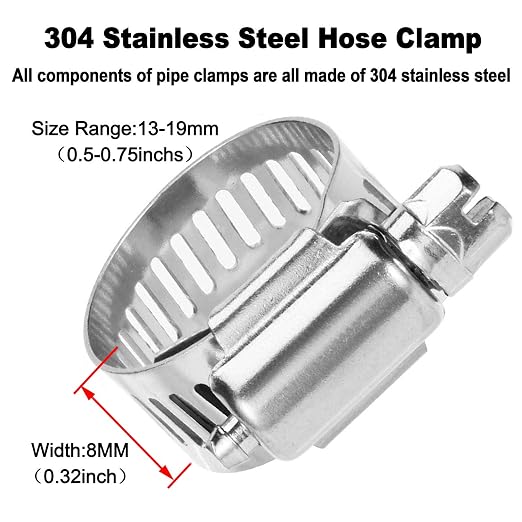 Da by 10 pcs 3/8"(10mm) Barb Splicer Mender Hose Brass Barb Fitting with 20 pcs Stainless Steel Pipe Clamps for Water/Fuel/Air