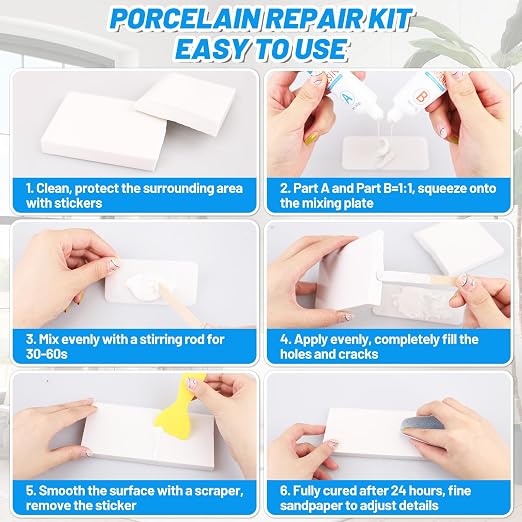 Bath Repair Kit White 100g, Chip & Pedestal Crack Hole Scratches Repair