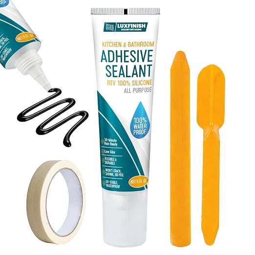 Silicone Sealant – 100% Waterproof, Flexible & Shrink Proof Caulk for Bathroom, Kitchen, Windows, Automotive - Strong Adhesion Sealant for Cracks, Gaps, Leaks 150ML/5Oz (Black)