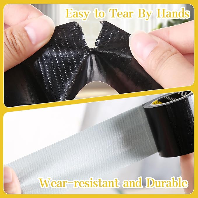 Strong Adhesive Cloth Weather Stripping Tape 4in x 16.4FT Black | Weather Sealing Strip for Sliding Windows/Doors, Draft Blocker & Insulation, Soundproof Dustproof Waterproof Windproof