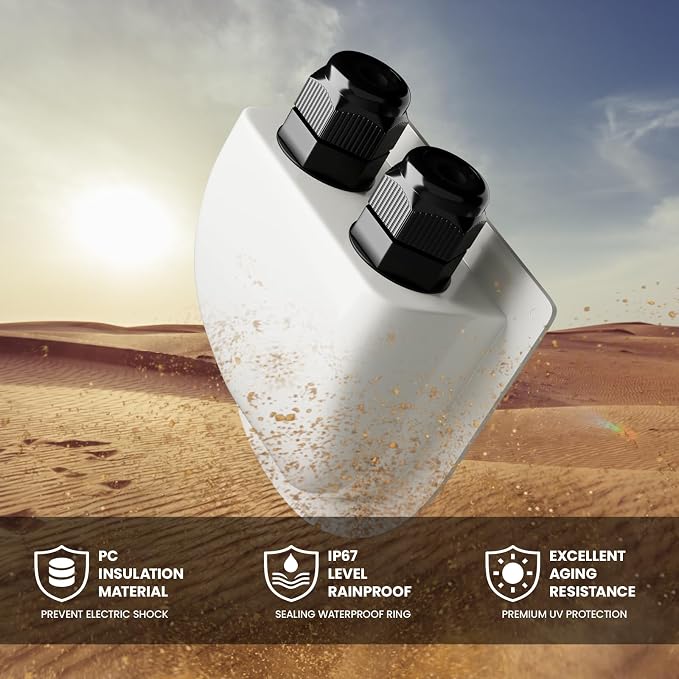 Solar Cable Entry Gland Waterproof PV Entry Gland Multiple Lengths with UV-Resistant PC Housing Includes Butyl Tape for RV Boat Roof Yacht Solar Systems (5FT White)