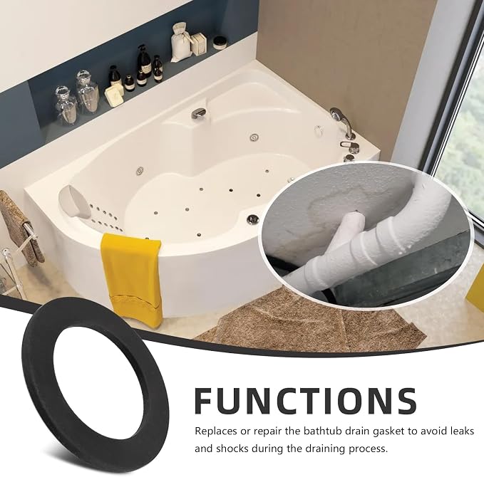1-3/4-Inch by 2-3/8-Inch Rubber Gasket for Tub Drain Shoe Tub Overflow Silicone Drain Stopper Gasket, Used to Prevent Leakage & Impact Silicone Bathtub Drains Seal, 5Pcs