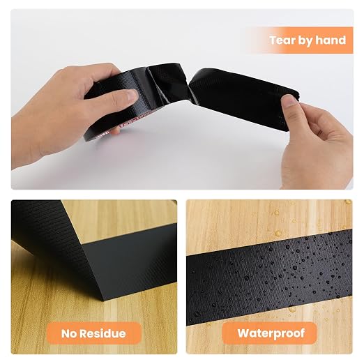 Black Duct Tape, Strong Adhesive & Easy Tear, 2 Inch x 22 Yard | Cleaner & Discreet, for Quick Fixes, Sealing, Bundling, or General Household Tasks