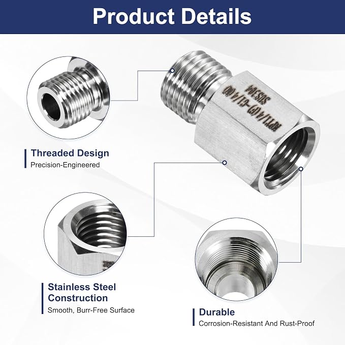 M METERXITY 2-Pack Garden Hose Adapter, Stainless Steel 1/4" NPT Female x 1/4" g Male Threaded Connector with Sealing Tape Garden Hose Convert Fitting for Pipe Fitting/Shower