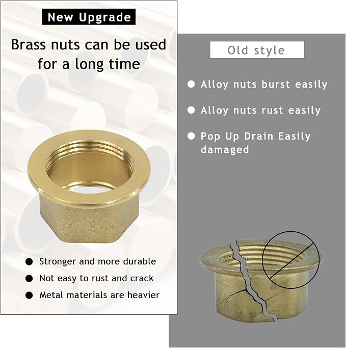 Bathroom Sink Drain, 2 Pack Gold Drain Stopper with Overflow,Pop Up Drain Assembly with Detachable Strainer Basket,Built-in Anti-Clogging Strainer,Stainless Steel
