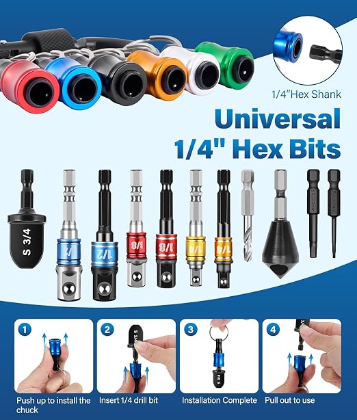Swaging Tool HVAC Repairing Set with Bit Holder, Portable Copper Tube Pipe Cutter Deburring Tool Kit, Air Conditioner Swage Tools Drill Bit 1/4'' 3/8'' 1/2'' 5/8'' 3/4'' 7/8''