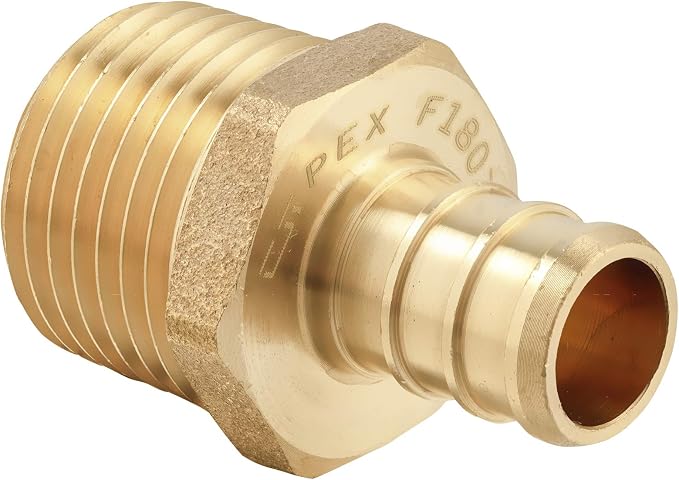 5PC Pex Barb Crimp Brass Fittings 1/2 Inch x 1/2 Inch NPT Male Adapter | ASTM F1807,For Potable Water-PEX1807017(5)