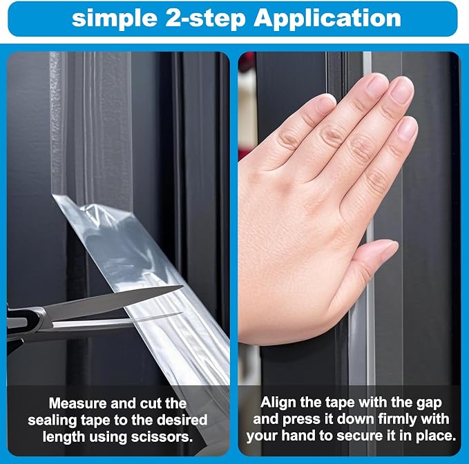ETERART Transparent Weatherproof Seal Tape for Rain Leaks, 2" x 30Yds | Heavy Duty Adhesive for Winter Drafts, No-Residue Weather Stripping for RVs, Windows, Doors & Renters, easy tear