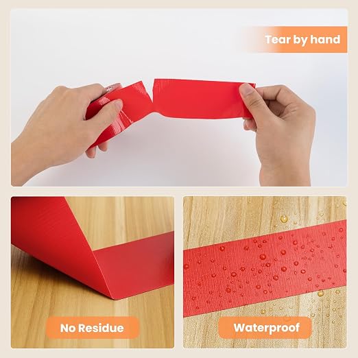 Red Duct Tape, Strong Adhesive & Easy Tear, 2 Inch x 22 Yard | Cleaner & Discreet, for Quick Fixes, Sealing, Bundling, or General Household Tasks