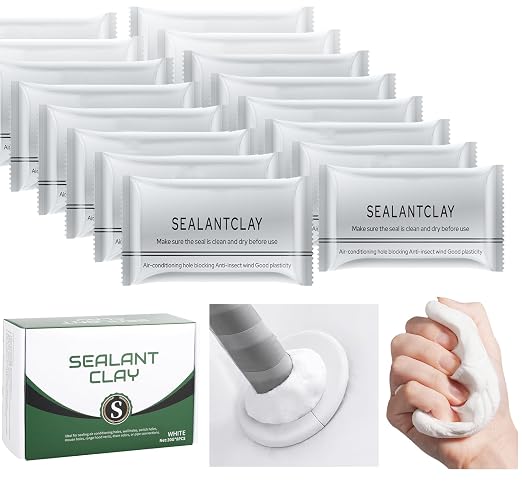 Waterproof Sealant Mastic,Pack of 16 White Seal Putty Waterproof Duct Seal Repair Sealing Clay, Quick Mending Mud for Drain Connection, Wall Hole, Air Conditioning Hole Seal Putty