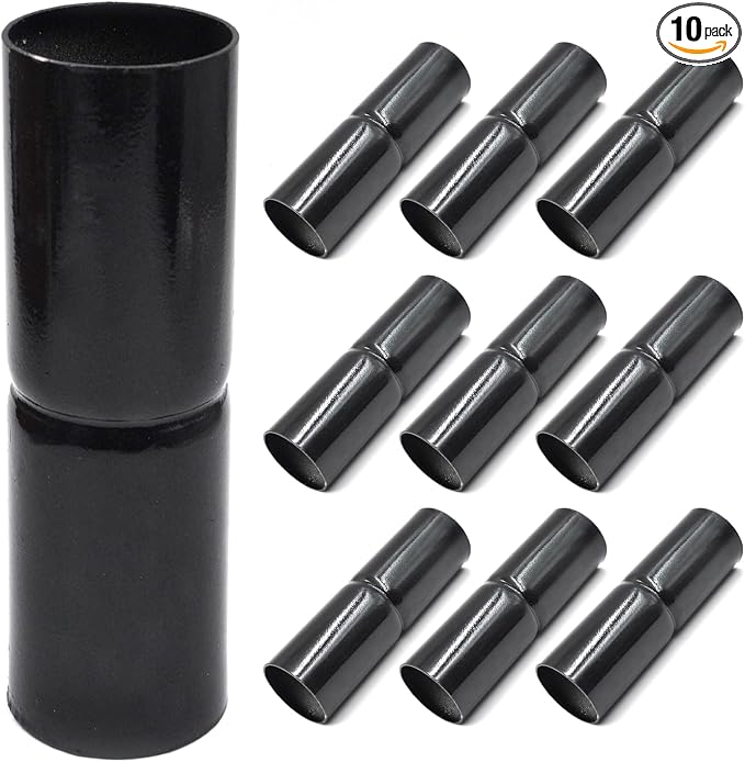 10 Pack Chain Link Fence Top Rail Sleeve,1-3/8" x 6" top Rail Sleeve,Black | 14 Gauge, Carbon Steel, Surface Coating, Rust resistant for outdoor chain link fence installation and maintenance