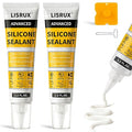 LISRUX Advanced White Silicone Caulk for Kitchen & Bathroom - 2 Pack (3.2 Fl Oz Each) | 100% Waterproof Silicone Sealant | Super Strong Adhesion, Shrink & Crack Proof