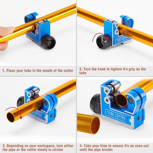 WADEO Copper Pipe Cutter Expander Drill Bit Tools Set, Swaging HVAC Deburring Kit for Copper, Air Conditioner Repairing Swage Tool