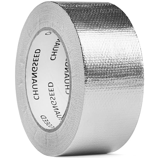 CHUANGSEED Adhesive Aluminum Foil Fiberglass Heat Shield Tape 2in x 90ft, Reflective Material Cool Tape Self-Adhesive for HVAC, Pipe, Auto,High Temp Protection
