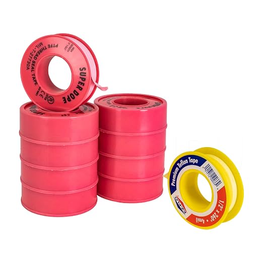 PROCURU 10-Pack- Professional Grade Pipe Thread Sealant 4-Mil Teflon Tape, Pink and Yellow, for Water and Gas