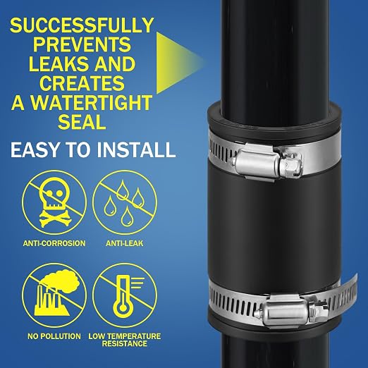 Pangda 2 Pcs Flexible TPE Coupling with Stainless Steel Clamps 1 Inch | Flexible TPE Coupling, Fits Plastic and Copper Plumbing Connections, High Temperature Resistant Material