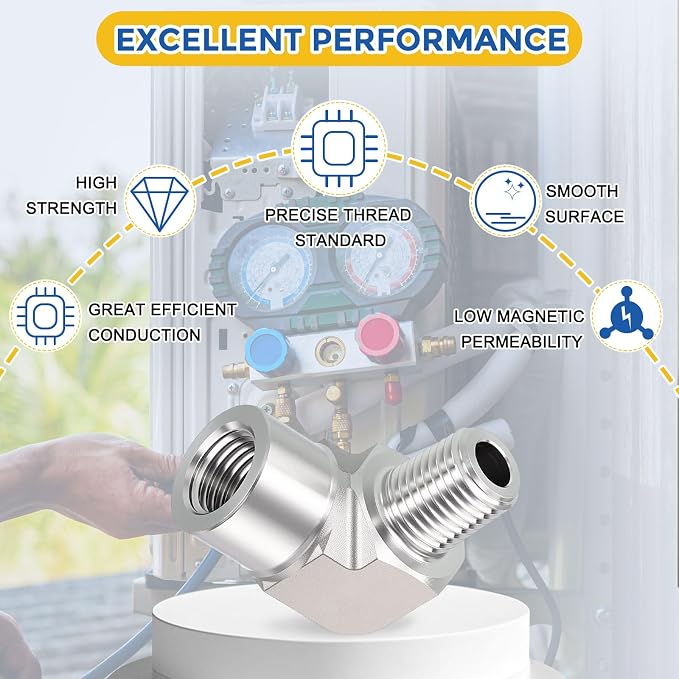2 Pack SUS316 90 Degree 1/4" FNPT to 1/4" MNPT Barstock Street Elbow | 316 Stainless Steel Pipe Fittings, Forged Pipe Fitting Connector with Sealing Tape for Air, Oil, LP, Gas, Fuel, Water