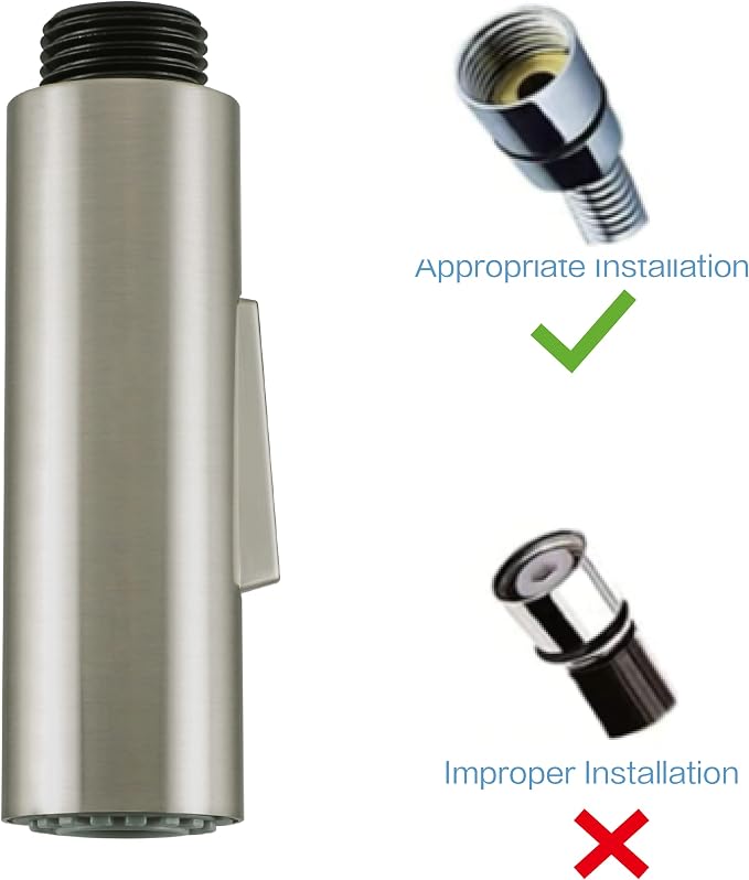 PULL down kitchen faucet sprayer head replacement,| G1/2 male or 13/16inch,| 2-Functions pull out kitchen sink faucet head replacement parts Compatible with RV/Giagni/WOWOW/OWOFAN Brushed Nickel