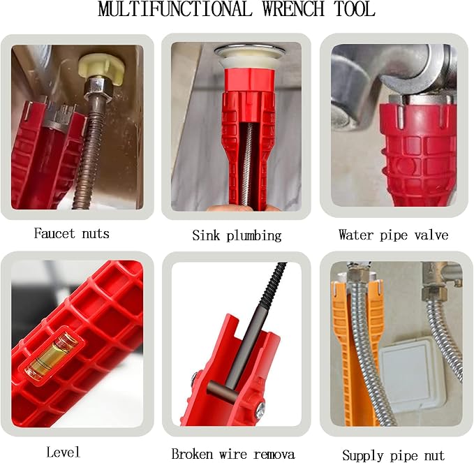 8-in-1 Faucet Wrench, Sink Installation Tool for Tight Spaces