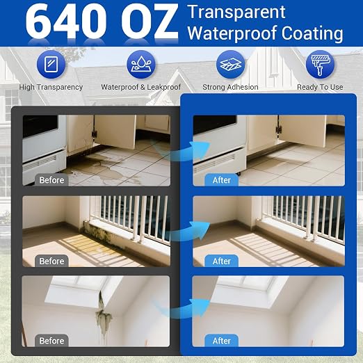 Transparent Waterproof Coating, 5 Gallon Clear Anti Leakage Sealant