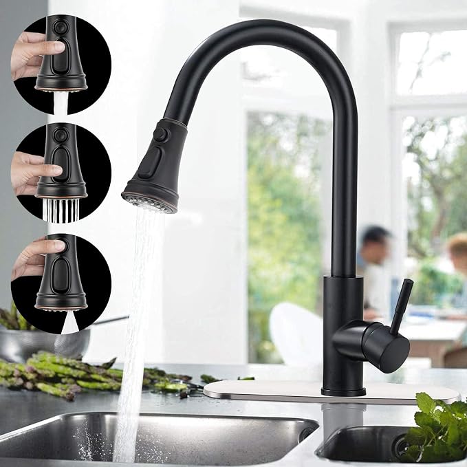 Universal Kitchen Faucet Sprayer Head 3-Mode, 15 Adapter, Oil Rubbed Bronze