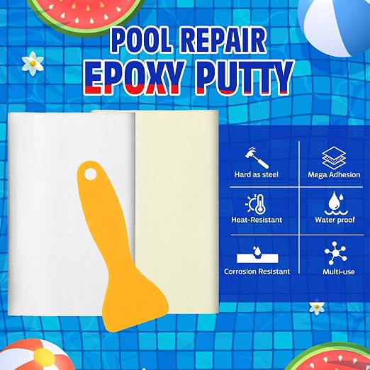 Epoxy Putty 227g White 2-Part Underwater Pool Putty Leak Crack Hole Repair | Waterproof putty for pools. Fixes leaks, cracks & holes. Bonds to metal, ceramic, plastic, wood & tile. Also for plumbing.