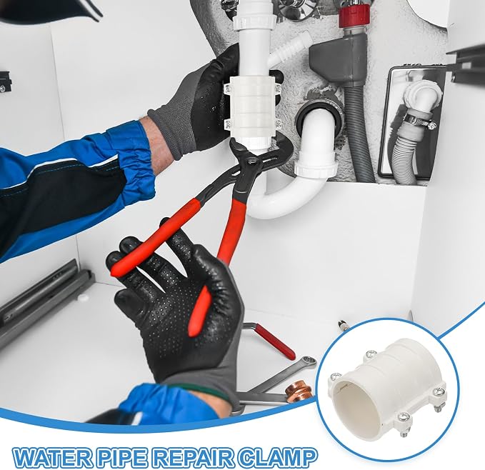 PATIKIL 6-5/16" Water Pipe Repair Clamp PVC Leak Sealer for OD 160mm PE/PPR/Pipes and Plumbing (Length 4.7 Inch), White