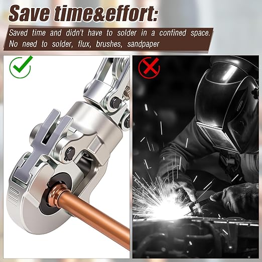 Therwen 10 Pcs Copper Pipe Press Fittings, 3/4 Inch Coupling with Stop Zero Lead, 3/4" Copper Coupling with Stop for Plumbing