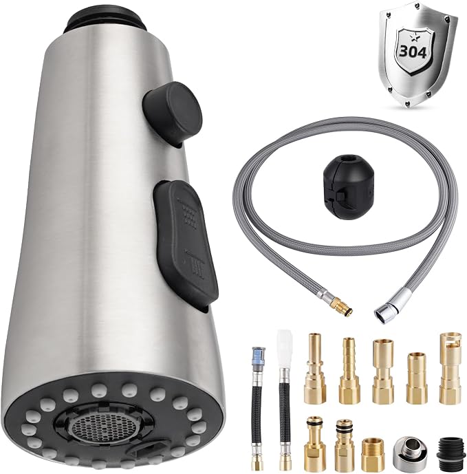 Stainless Kitchen Faucet Head, 67" Hose, 14.1oz Weight Ball, Brushed Nickel