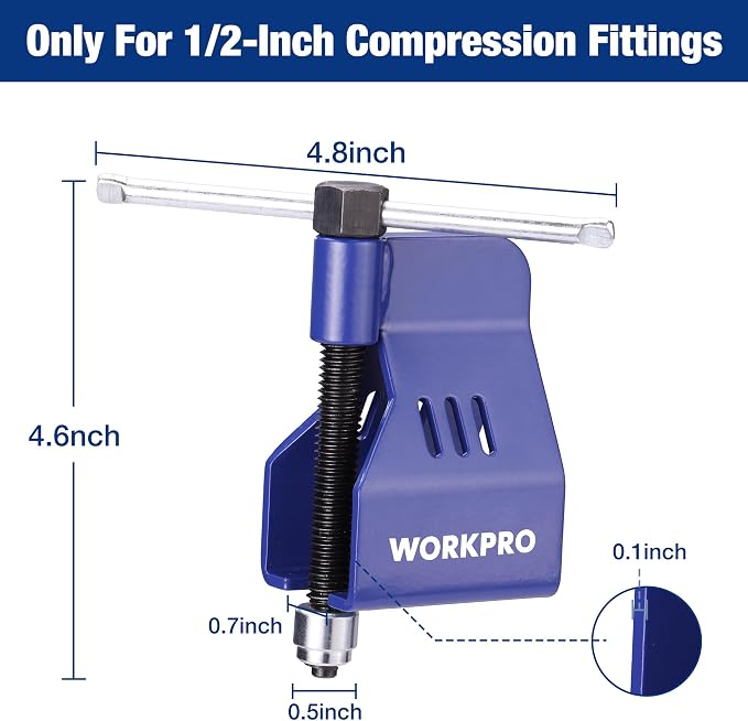WORKPRO 1/2-Inch Compression Sleeve Puller for Copper Ferrules | Damage-Free 1/2-Inch Ferrule Removal; No Pipe Cutting; For Kitchen Sinks, Faucets, Bathroom Plumbing and Tight Valve Spaces