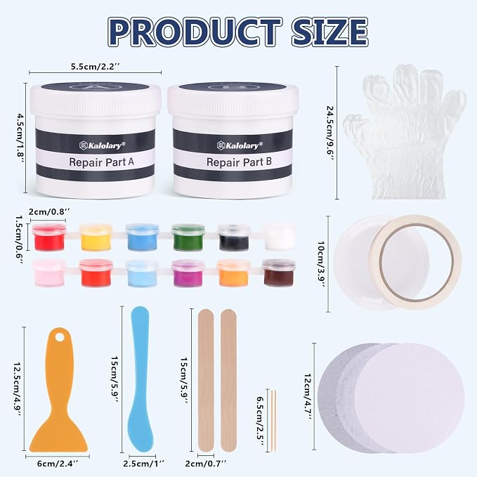 Kalolary Tub and Fiberglass Shower Repair Kit, 3.6oz Porcelain Repair Kit