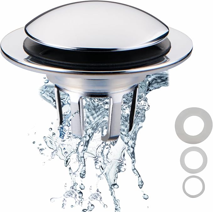 WELSAN Chrome Plated Bathroom Sink Drain Stopper 1 1/8"-1 1/2" Bath Drain