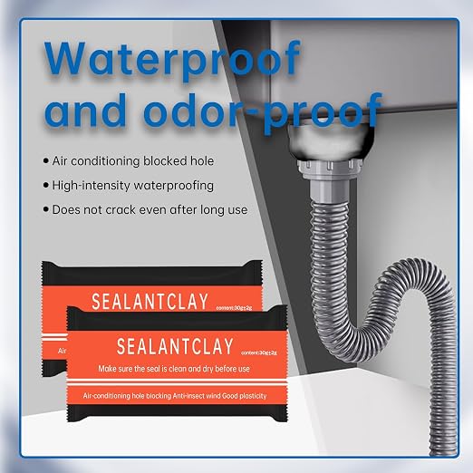 6-Pack Gray Wall Putty Hole Repair, Waterproof Sealant Mastic (30g/Bag) | Hole Filler for Cracks & Leaks, No Tools Needed, Ideal for Visible Wall & Pipe Surfaces
