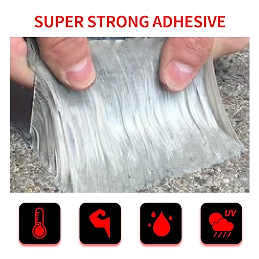 TAPEBEAR Butyl Tape Waterproof Sealing Tape 8inch x16feet Roof Leak Patch | Aluminum Foil Tape Heavy Duty for RV Repair, Awning, Window, Glass & EDPM Boat and Pipe Sealing, Silver, 12Rolls