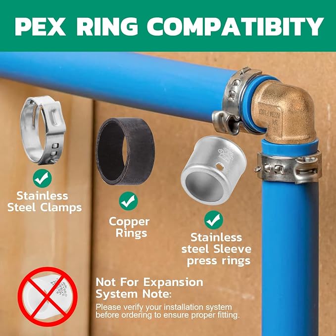 OURU 48PCS 3/4 Inch PEX Fittings Kit, 24 Elbows, 12 Tees, 12 Coupling | Secure Seal, No Lead Brass, NSF UPC Certified, ASTM F1807 Standard, PEX B Hot & Cold Water Lines, Plumbing & Heating Systems