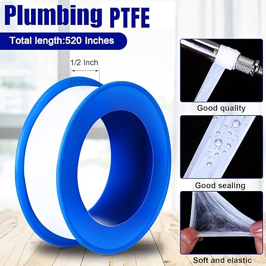 Pushglossy 300 Rolls PTFE Tape 1/2 x 520 Inches Plumbers Tape, White | Thread Seal Tape, Waterproof Sealant Ideal Plumbers, Leak-proof Shower Head Threads, Water Line Connection Repairs